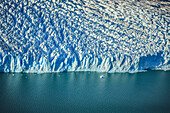 Der Perito-Moreno-Gletscher, Luftaufnahme des Gletscherendes und Gletschersee, Patagonien, Argentinien, Südamerika