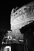 Engelsburg 'Castel Sant' Angelo' bei Nacht, Rom, Italien, s-w-Aufnahme