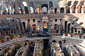 The inside of the Colosseum in Rome, Italy