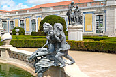 Portugal, Lisbon, Sculpture by a fountain at Royal Palaces courtyard