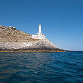 Italy, Apulia, Lecce Province, Otranto, Lighthouse on sea coast