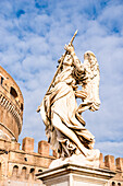Statue outside the Castel Sant'39; Angelo in Rome, Italy