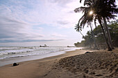 Ankroba Beach with sunset at Axim on the Gold Coast in the Western Region in western Ghana in West Africa