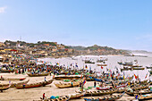 Fishing port in Cape Coast on the Gold Coast in the Central Region of southern Ghana in West Africa