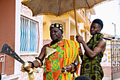 Audience with Ashanti Chief Nana Okyere Ntwi II, Chief of Asante Ahenkro, in Kumasi in the Ashanti Region of central Ghana in West Africa