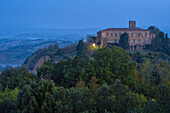 Camaldolese Abbey on the Le Balze steep slope in the morning light, Volterra, Tuscany, Italy, Europe