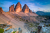 Die berühmten Drei Zinnen in den Dolomiten, Südtirol, Italien