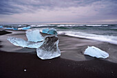 Chunks of ice on the coast of Iceland.