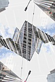 Double exposure of the highrises on California street in the Financial District area of San Francisco, California.