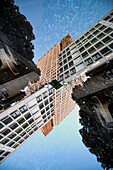 Double exposure of a high rise in San Francisco, California.