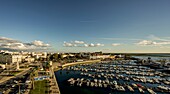 View of the old town, the marina (yacht port) and the Ria Formosa, Faro, Algarve, Portugal