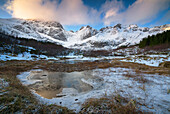 Wild winter landscape in Lofoten islands, Norway.