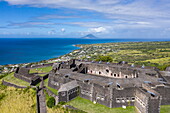 Luftaufnahme von Festungsanlage Brimstone Hill Fortress, St. Kitts Island, St. Kitts und Nevis, Karibik