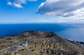 Aerial view of Teneguía volcanic vent, Fuencaliente, La Palma, Canary Islands, Spain, Europe