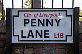 Penny Lane Straßenschild, Liverpool, England, Vereinigtes Königreich, Europa