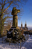 Francis Monument and Apollinariskirche in Remagen in winter, Rhineland-Palatinate, Germany