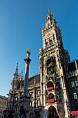 Marienplatz with City Hall and Marian Column, Munich, Upper Bavaria, Germany