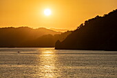 Coast of island at sunset, Isla Tortuga, Puntarenas, Costa Rica, Central America