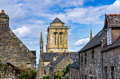 View of the Church of St Ronan, Locronan, Finistère, Châteaulin, Brittany, France