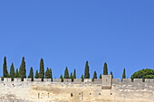 Wall of the castle in Villeneuve-lés-Avignon, Gard department, Occitania, France
