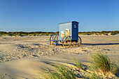 Bathing machines on the beach, Borkum Island, Lower Saxony, Germany