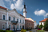 Fire Tower and Citizens&#39; Mansions at Castle District of Veszprém, Veszprém County, Hungary