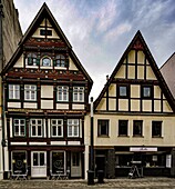Half-timbered houses from 1575 and 1696 on the Neuer Markt in Herford, North Rhine-Westphalia, Germany