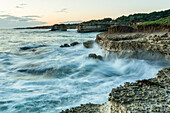 Rocky coastline near Sant&#39;Andrea, Lecce, Apulia, Pulgia, Italy, Europe