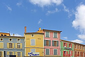 Front of houses at the Roman amphitheater, Orange, Vaucluse, Provence-Alpes-Côte d&#39;Azur, France