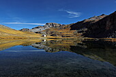 See am Pass Col de la Bonnette, Jausiers, Alpes-de-Haute-Provence, Provence-Alpes-Côte d'Azur, Frankreich