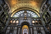 Magnificent interior of Antwerpen-Centraal train station, Antwerp, Flemish Region, Belgium, Europe