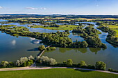 Luftaufnahme von Altmühlsee mit Vogelinsel, Muhr am See, Franken, Bayern, Deutschland, Europa