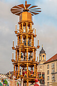 Christmas pyramid at the Striezelmarkt in Dresden, Saxony, Germany