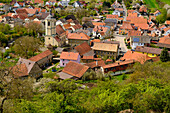 View of the town of Pappach from the Wacht Hügel, district of the district town of Hassfurt, Hassberge district, Lower Franconia, Franconia, Bavaria, Germany