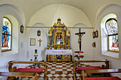 Interior view of the Sinnesbrunn Chapel, Starkenberger Weg, Sinnesbrunn, Lechtal Alps, Tyrol, Austria