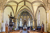 Interior view of the Church of San Floriano, Forno di Zoldo, Dolomites, Veneto, Veneto, Italy