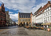 Market square of Minden, in the background the old town hall, Minden, North Rhine-Westphalia, Germany