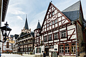 Historic half-timbered houses, Bacharach, Upper Middle Rhine Valley, UNESCO World Heritage Site, Rhine, Rhineland-Palatinate, Germany