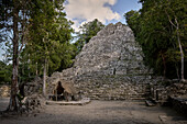 Crossroads Temple &quot;La Iglesia&quot; in Maya ruined city of Cobá, Yucatán, Mexico, North America, Latin America