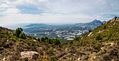 View from Bernia on the Costa Blanca coast, with Sierra Helada and Aitana area in the background, Spain