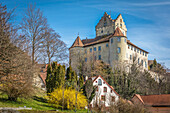 Blick auf Altstadt und Burg von Meersburg, Baden-Württemberg, Deutschland