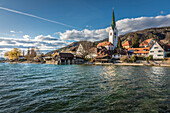 View of church and old town of Sipplingen on Lake Constance, Baden-Württemberg, Germany