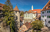 View from the New Castle on the castle and old town of Meersburg, Baden-Württemberg, Germany