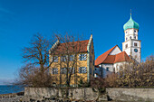 Peninsula and Church of St. Georg, Wasserburg am Bodensee, Bavaria, Germany