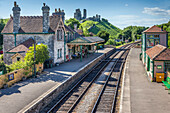 Historic train station at Corfe Castle, Dorset, England