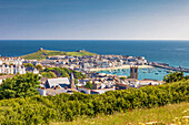 View of St Ives old town and harbor, Cornwall, England