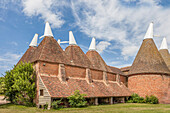Hop-kiln drying towers in Sissinghurst Castle Garden, Cranbrook, Kent, England