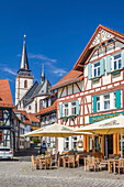 Market square of Oberursel and Church of St. Ursula, Taunus, Hesse, Germany