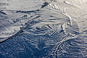 Ice patterns on the lake in the upper Theistal, Niedernhausen, Hesse, Germany