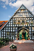 Traditional half-timbered house in Dinslaken, Munsterland, North Rhine-Westphalia, Germany
